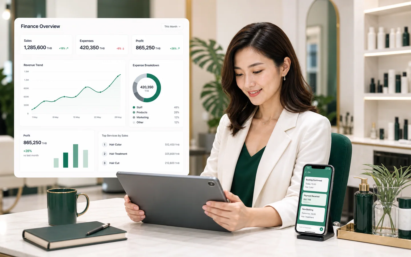 Salon finance without unpaid sales workflows